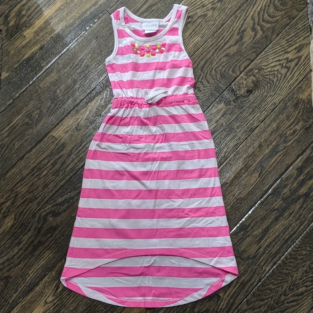 Lavender Striped Jeweled Tank Dress